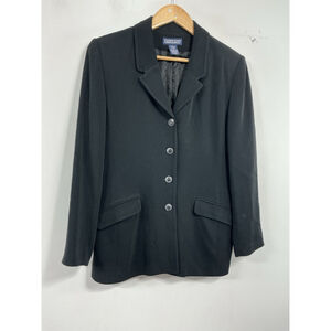 Womans Lands End Woman Petite Blazer 10 P Black Button Down Lined